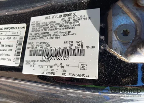 2015 Ford Mustang Gt Premium из США, поврежденный, VIN 1FA6P8CF7F5381738